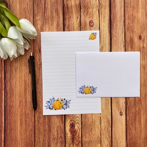 Juego de escritura con diseño de calabazas florales, tamaño A5, correo postal, Happy Post, amigos por correspondencia, papelería personalizada, juego de cartas, papel y sobres para escribir tamaño A5, papel para notas