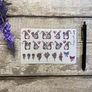 Adesivi romantici Gonk, posta ordinaria, decorazioni per buste, artigianato, carta da lettere, amico di penna, carta per appunti, cancelleria, adesivi per planner, gnomi