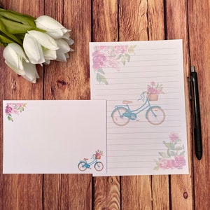 Set da scrittura floreale Bicycle A5, posta ordinaria, Happy Post, Penpal, cancelleria personalizzata, set di lettere, carta da scrittura e buste A5, carta per appunti