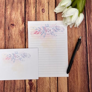 Juego de escritura A5 con flores de acuarela, correo postal, Happy Post, amigo por correspondencia, papelería personalizada, juego de cartas, sobres para juego de escritura A5, papel para notas