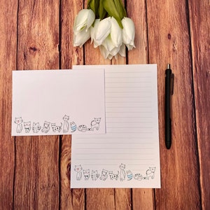 Juego de escritura A5 con bonitos gatos, correo postal, Happy Post, amigo por correspondencia, papelería personalizada, juego de cartas, sobres para juego de escritura A5, papel para notas