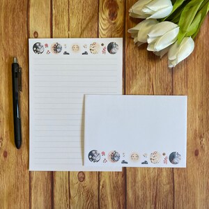 Juego de escritura A5 con diseño de sol y luna, correo postal, Happy Post, amigo por correspondencia, papelería personalizada, juego de cartas, sobres para juego de escritura A5, papel para notas