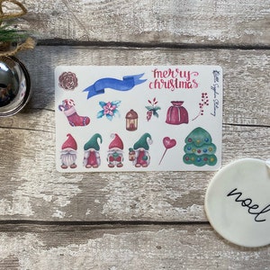 Adesivi con gnomi natalizi acquerellati, posta ordinaria, decorazioni per buste, artigianato, carta da lettere, amico di penna, carta per appunti, cancelleria, adesivi per planner