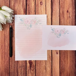 Set da scrittura A5 con acquerello rosa, posta ordinaria, Happy Post, Penpal, cancelleria personalizzata, set di lettere, set da scrittura A5, buste, carta per appunti