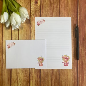 Juego de escritura con jarra y carta tamaño A5, juego de escritura, amigo por correspondencia, papelería personalizada, juego de cartas, papel y sobres para escribir tamaño A5, papel para notas