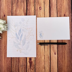 Juego de escritura A5 con hojas doradas y azules, correo postal, Happy Post, amigo por correspondencia, papelería personalizada, juego de cartas, papel y sobres para escribir A5, papel para notas