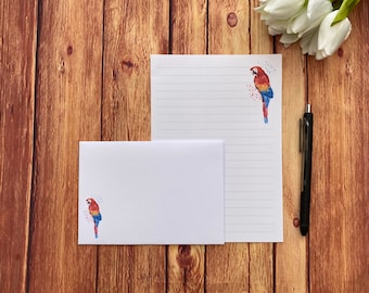 Parrot A5 Writing Set, Snail Mail, Happy Post, Penpal, Custom Stationery, Letter Set, A5 Writing Set Envelopes, Note Paper