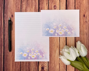 Aquarell Gänseblümchen A5 Briefpapier Set, Schneckenpost, Happy Post, Penpal, Individuelles Briefpapier, Briefpapier, A5 Briefpapier und Umschläge, Notizpapier