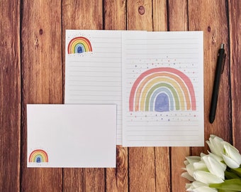 Rainbow A5 Writing Set, Snail Mail, Happy Post, Penpal, Custom Stationery, Letter Set, A5 Writing Paper and Envelopes, Note Paper