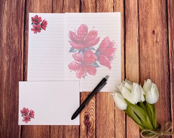 Floral Blossom A5 Writing Set, Snail Mail, Happy Post, Penpal, Custom Stationery, Letter Set, A5 Writing Paper and Envelopes, Note Paper