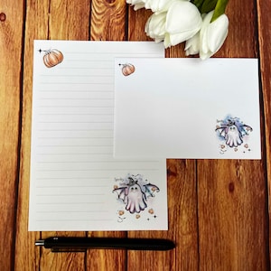 Spooky Ghost A5-schrijfset, schrijfset, penvriend, briefpapier op maat, brievenset, A5-schrijfset enveloppen, notitiepapier, Halloween