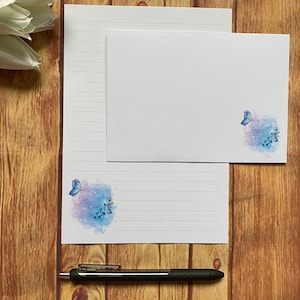 Lila Schmetterling Personalisiertes Briefpapier, Schreibset, Penpal Custom Briefpapier, Briefset, Briefpapier und Umschläge, Notizpapier