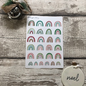 Adesivi arcobaleno natalizi, posta ordinaria, decorazioni per buste, artigianato, carta da lettere, amico di penna, carta per appunti, cancelleria, adesivi per planner
