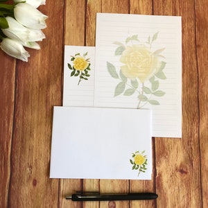 Set da scrittura Yellow Rose A5, posta ordinaria, Happy Post, Penpal, cancelleria personalizzata, set di lettere, carta da scrittura e buste A5, carta per appunti