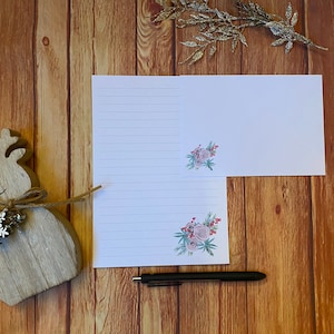 Juego de escritura A5 con motivos florales de invierno, correo postal, Happy Post, amigo por correspondencia, papelería personalizada, juego de cartas, papel y sobres para escribir A5, papel para notas