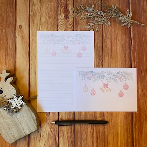 Juego de escritura Christmas Baubles A5, correo postal, Happy Post, amigo por correspondencia, papelería personalizada, juego de cartas, papel y sobres para escribir A5, papel para notas