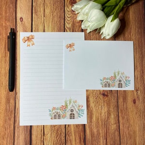 Juego de escritura A5 de Festive Houses, correo postal, Happy Post, Penpal, papelería personalizada, juego de cartas, papel y sobres para escribir A5, papel para notas
