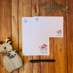 Juego de escritura A5 de Papá Noel y copos de nieve, correo postal, Happy Post, amigo por correspondencia, papelería personalizada, juego de cartas, papel y sobres para escribir A5, papel para notas