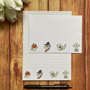 Juego de escritura A5 con divertidos fantasmas para Halloween, correo postal, Happy Post, amigo por correspondencia, juego de cartas, papel y sobres para escribir A5, papel para notas