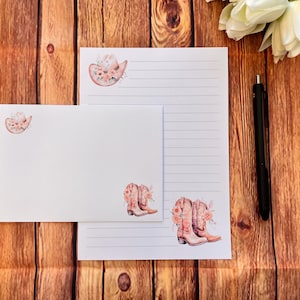 Set da scrittura con stivali da cowboy rosa formato A5, posta ordinaria, Happy Post, Penpal, cancelleria personalizzata, set da lettere, buste per set da scrittura formato A5, carta per appunti