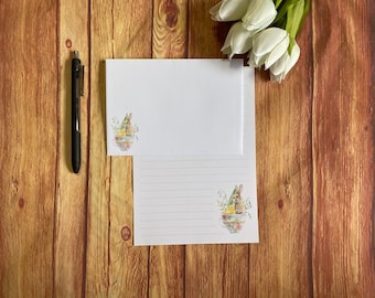 Rabbit Chick Teacup A5 Writing Set, Writing Set, Penpal, Custom Stationery, Letter Set, A5 Writing Paper and Envelopes, Note Paper