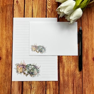 Lindos buquês Conjunto de escrita A5, correio tradicional, correio feliz, amigo por correspondência, papelaria personalizada, conjunto de cartas, papel de carta e envelopes A5, papel para anotações