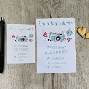 Biglietti Snap, Tag e Share di Camera & Hearts, 25, cancelleria per piccole aziende, personalizzabili, biglietti da visita, inserti per imballaggio