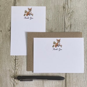 Tarjetas de notas personalizadas de zorro A6, juego de 10, sobres, juego de regalo, juego de escritura, papelería personalizada, juego de cartas, papel de notas, tarjeta de agradecimiento