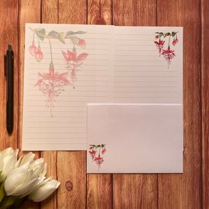 Conjunto de escrita A5 fúcsia, correio tradicional, correio feliz, amigo por correspondência, papelaria personalizada, conjunto de cartas, papel de carta e envelopes A5, papel para anotações