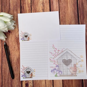 Juego de escritura Bird House A5, correo postal, Happy Post, amigo por correspondencia, papelería personalizada, juego de cartas, papel y sobres para escribir A5, papel para notas