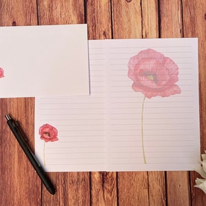 Enkele klaproos A5-schrijfset, schrijfset, penvriend, set aangepaste briefpapier, brievenset, A5-schrijfset enveloppen, notitiepapier