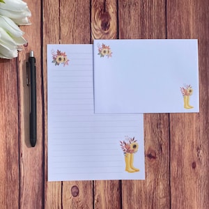 Juego de escritura A5 Autumn Wellies, juego de escritura, amigo por correspondencia, papelería personalizada, juego de cartas, sobres para juego de escritura A5, papel para notas, Halloween
