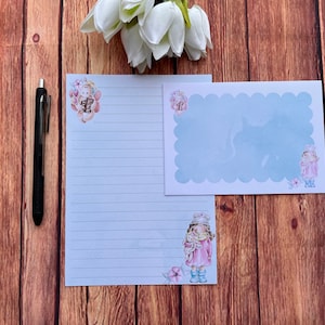 Juego de escritura A5 de unicornio y niña, correo postal, Happy Post, amigo por correspondencia, papelería personalizada, juego de cartas, papel y sobres para escribir A5, papel para notas