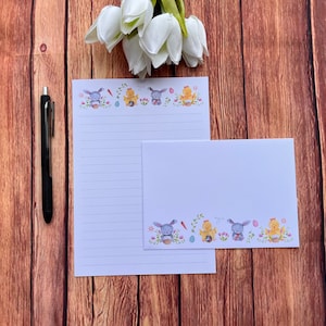 Set da scrittura A5 Chicks and Rabbits, posta ordinaria, Happy Post, Penpal, cancelleria personalizzata, set di lettere, carta da scrittura e buste A5, carta per appunti