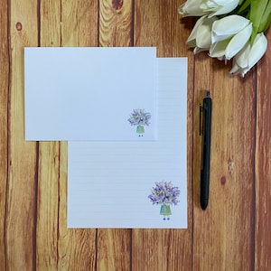 Juego de escritura A5 con diseño de niña de las flores, correo postal, Happy Post, amigo por correspondencia, papelería personalizada, juego de cartas, sobres para juego de escritura A5, papel para notas