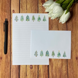 Set da scrittura A5 con alberi di Natale, posta ordinaria, Happy Post, Penpal, cancelleria personalizzata, set di lettere, carta da scrittura e buste A5, carta per appunti