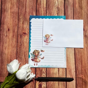 Juego de escritura de mariposas de hadas, tamaño A5, correo postal, Happy Post, amigo por correspondencia, papelería personalizada, juego de cartas, papel y sobres para escribir, tamaño A5, papel para notas