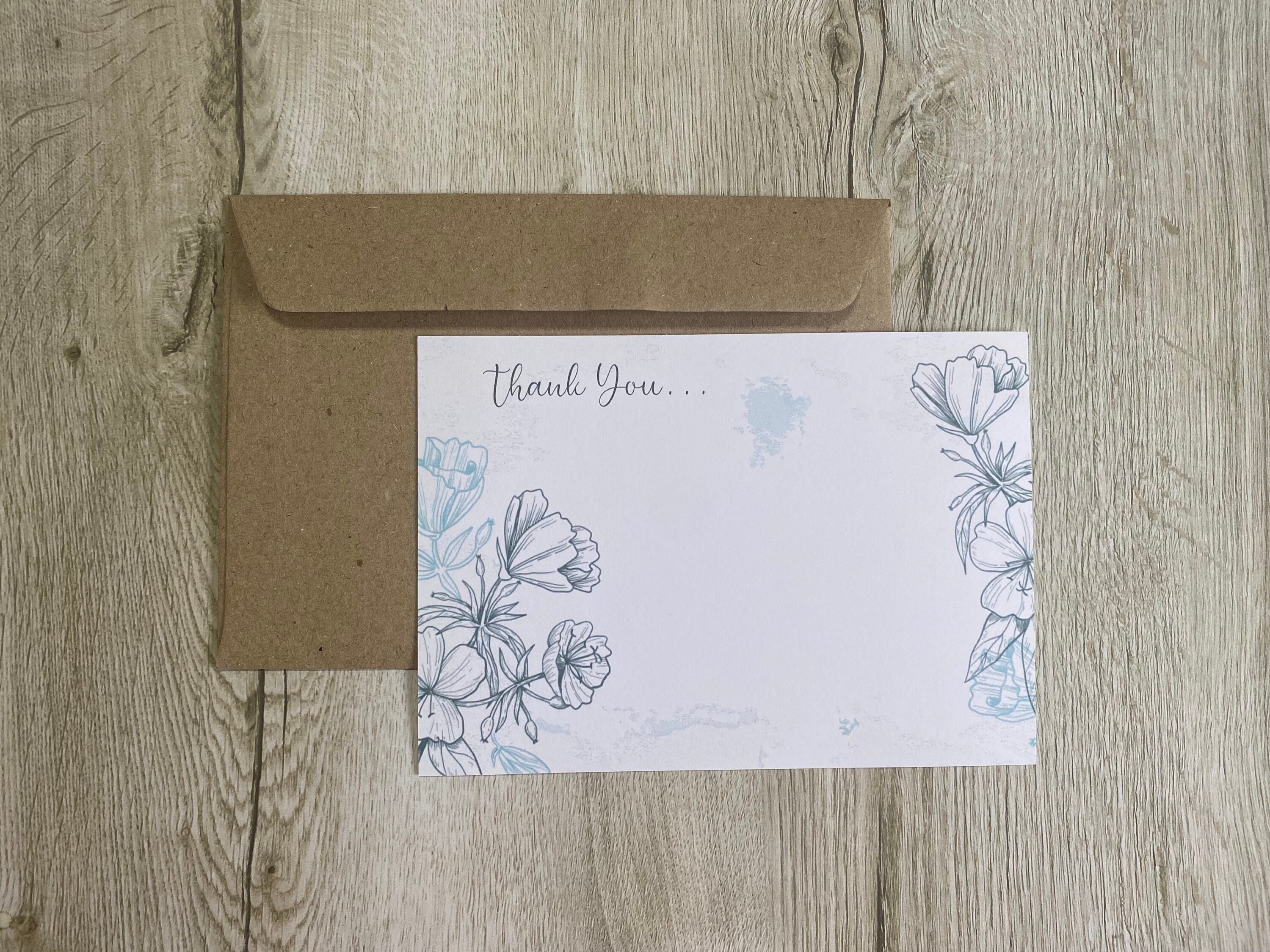 Personalised Blue Floral A6 Note Cards Set of 10 Envelopes - Etsy UK