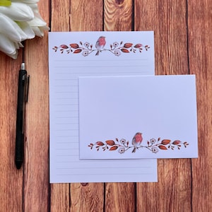 Set da scrittura Robin Branch A5, posta ordinaria, Happy Post, Penpal, cancelleria personalizzata, set di lettere, carta da scrittura e buste A5, carta per appunti