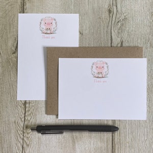 Tarjetas de notas personalizadas de cerdo A6, juego de 10, sobres, juego de regalo, juego de escritura, papelería personalizada, juego de cartas, papel de notas, tarjeta de agradecimiento