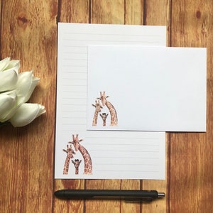 Set da scrittura A5 Giraffe Family, posta ordinaria, Happy Post, Penpal, cancelleria personalizzata, set di lettere, buste per set da scrittura A5, carta per appunti