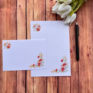 Daisy & Poppy A5 Set da scrittura, posta ordinaria, Happy Post, Penpal, cancelleria personalizzata, set di lettere, set da scrittura A5 Buste, carta per appunti