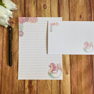 Parure d'écriture A5 sirène, courrier postal, Happy Post, Correspondance, papeterie personnalisée, parure de lettres, parure d'écriture A5 Enveloppes, papier à lettres