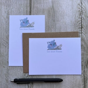 Tarjetas de notas personalizadas Rhino A6, juego de 10, sobres, juego de regalo, juego de escritura, papelería personalizada, juego de cartas, papel para notas, tarjeta de agradecimiento