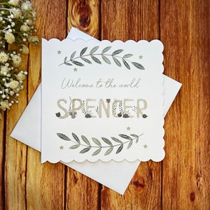 Welcome to the World, gepersonaliseerd elke naam, nieuwe babykaart, geboortekaartje, speciale gelegenheid, aangepast, wenskaart, vriend, familie