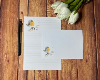 Fluffy Robin A5 Writing Set, Snail Mail, Happy Post, Penpal, Cancelleria personalizzata, Set di lettere, Carta da scrittura e buste A5, Carta per appunti