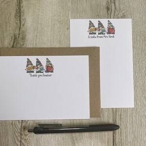Tarjetas de notas personalizadas Gonk A6 para profesores, juego de 10, sobres, juego de regalo, juego de escritura, papelería personalizada, juego de cartas, papel de notas, tarjeta de agradecimiento