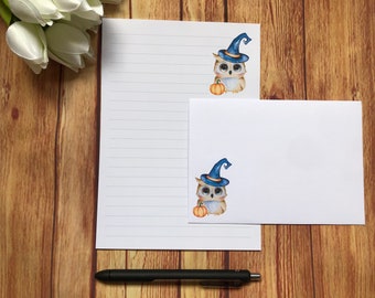 Halloween Owl A5 Writing Set, Snail Mail, Happy Post, Penpal, Letter Set, Thanksgiving, A5 Writing Paper and Envelopes, Note Paper