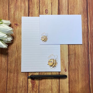 Juego de escritura Bee Yourself A5, correo postal, Happy Post, Penpal, papelería personalizada, juego de cartas, papel y sobres para escribir A5, papel para notas