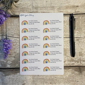 Adresstickers regenboog, envelop, postzegel, retouradres, ambacht, briefpapier, penvriendje, notitiepapier, briefpapier, plannerstickers